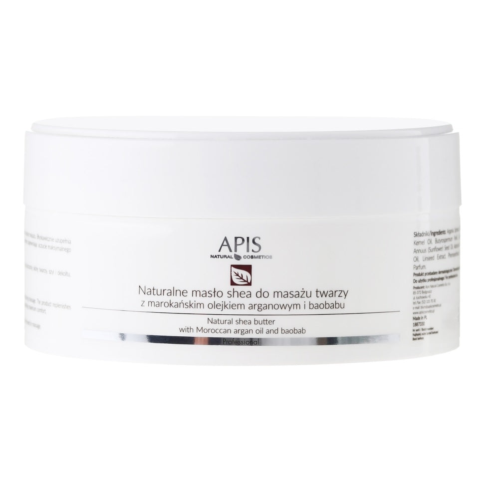 Apis Professional Natural Shea Butter with Moroccan Argan Oil and Baobab for Face Massage 100g Apis