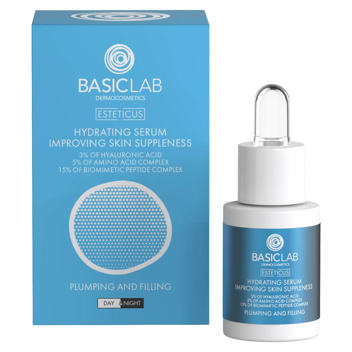 BasicLab Dermocosmetics Esteticus Hydrating Serum 3% Hyaluronic Acid 15% Peptide Complex 15ml/Expiry-31/07/2026 BasicLab
