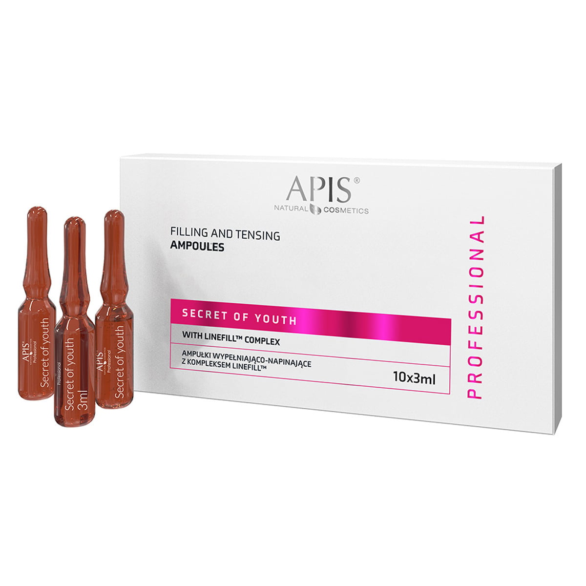 Apis Professional Secret of Youth Filling and Tensing Ampoules with Linefill Complex 10x3ml Apis