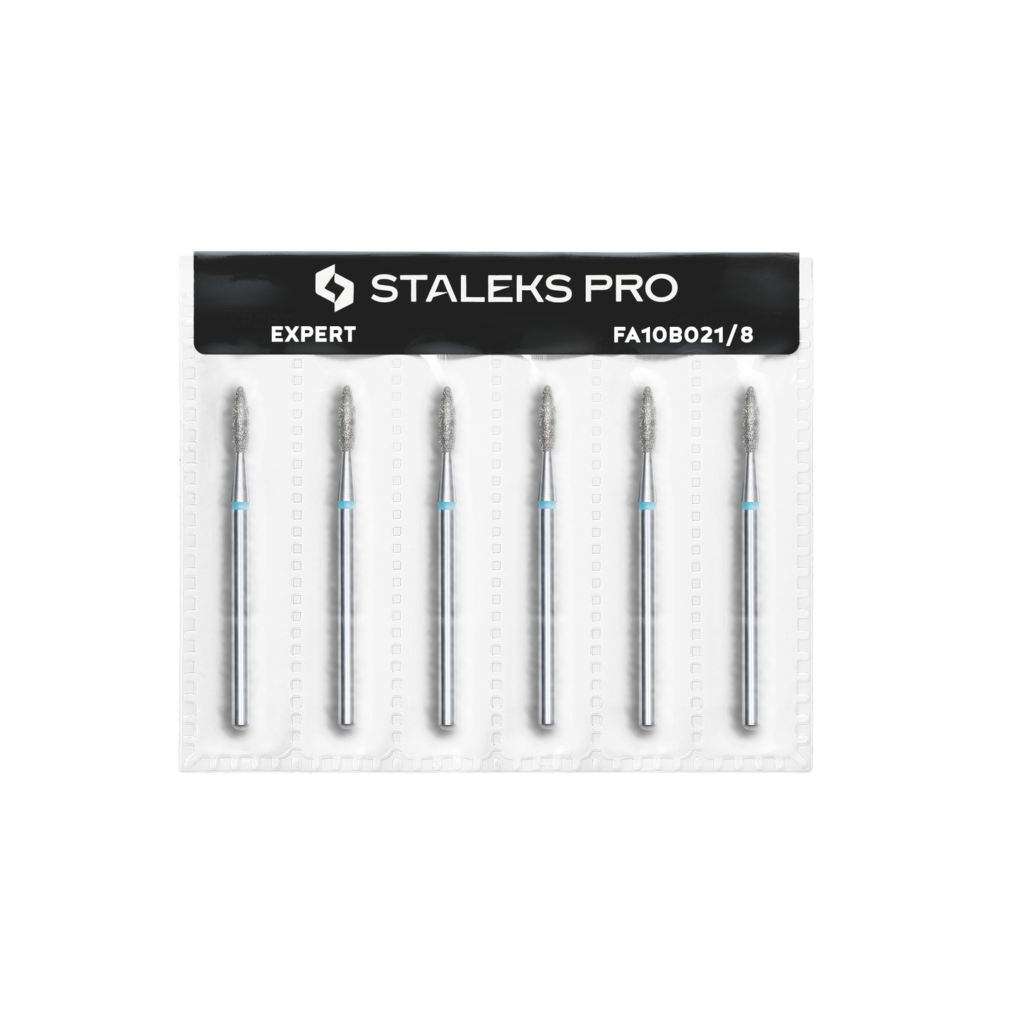 Diamond nail drill bit, "flame" , blue, head diameter 2.1 mm/ working part 8 mm Staleks