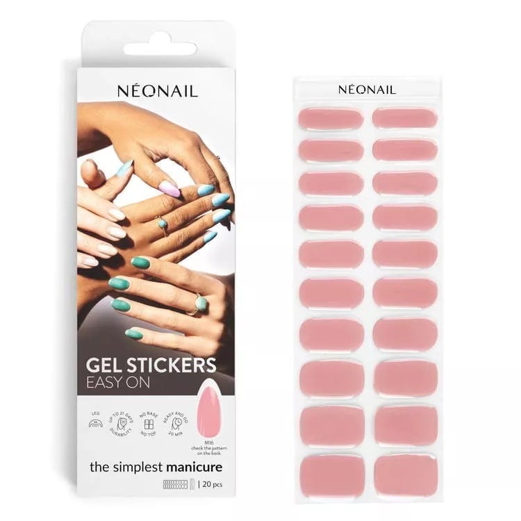 NeoNail UV/LED Nail Gel Sticker Easy On M16 Hybrid Nail Polish – Dusty Pink 20pcs Neonail