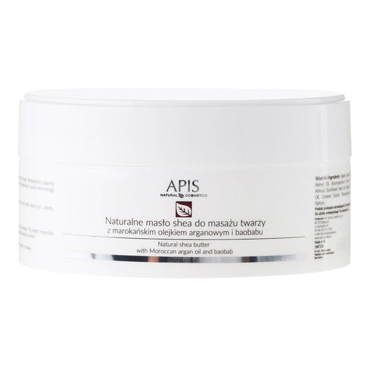 Apis Professional Natural Shea Butter with Moroccan Argan Oil and Baobab for Face Massage 100g Apis