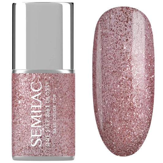Semilac One Step 3in1 Glossy UV/LED Hybrid Gel Polish - S250 Glitter Pink 7ml/ Label missing-Full Product Semilac