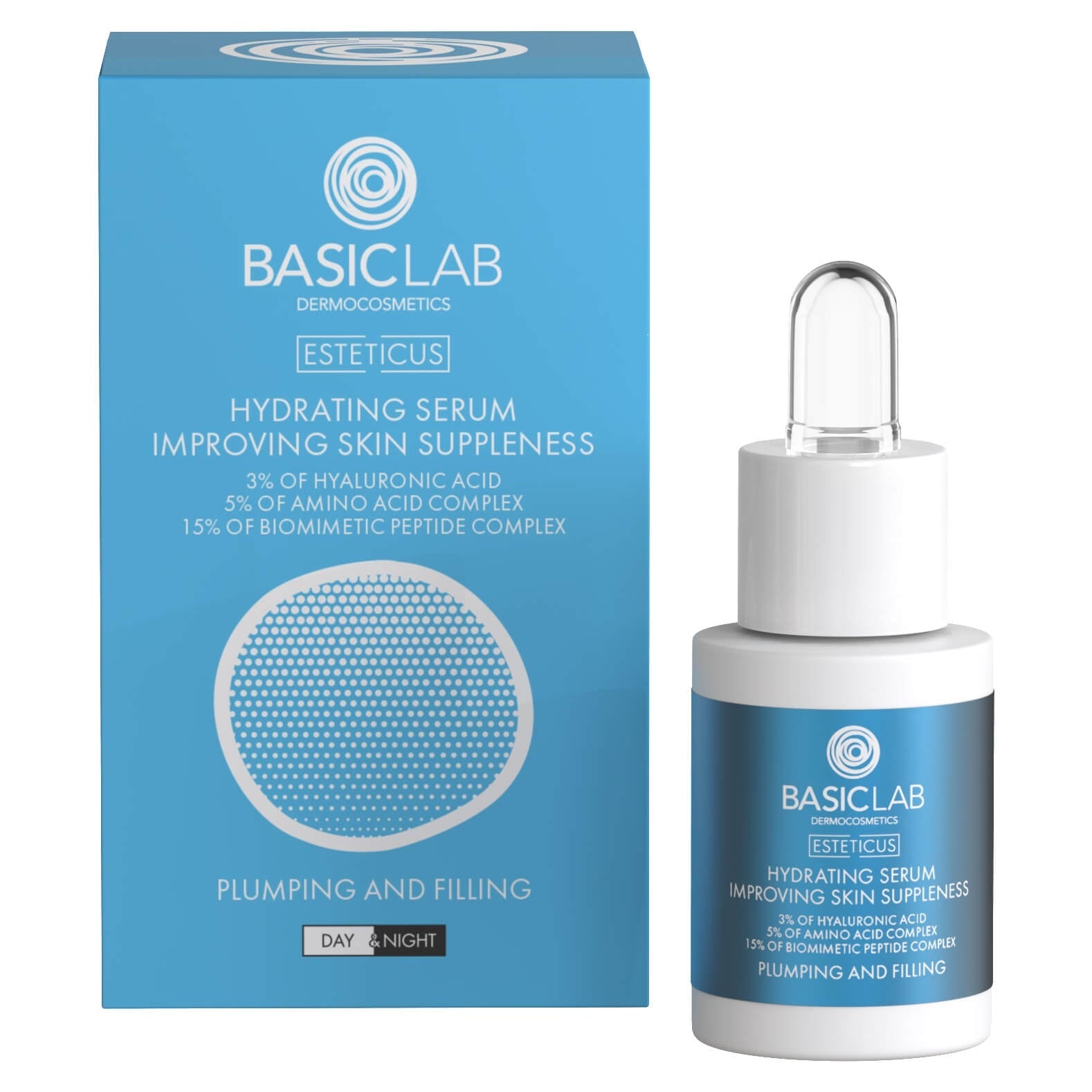 BasicLab Dermocosmetics Esteticus Hydrating Serum 3% Hyaluronic Acid 15% Peptide Complex 15ml/Expiry-31/07/2026 BasicLab