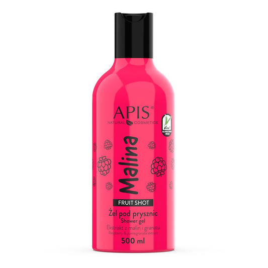 Apis Fruit Shot Raspberry Shower Gel with 100% Vegan Formula 500ml Apis