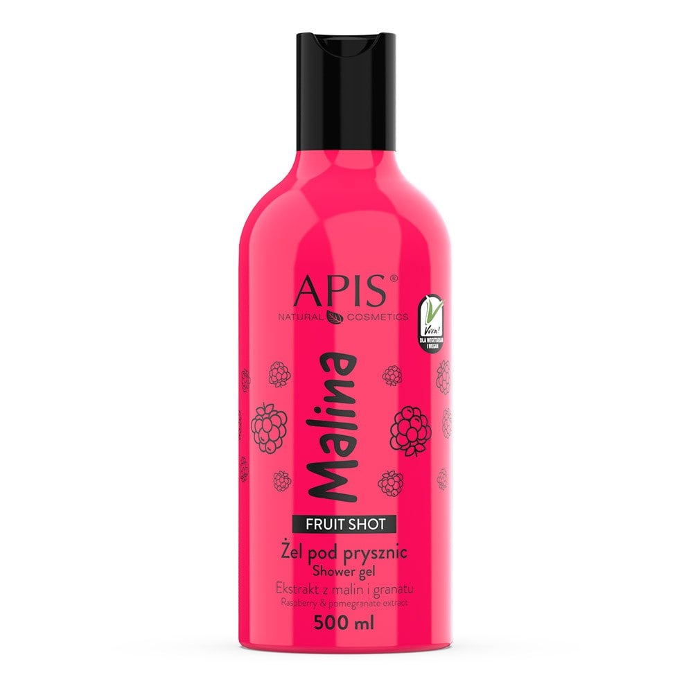 Apis Fruit Shot Raspberry Shower Gel with 100% Vegan Formula 500ml Apis