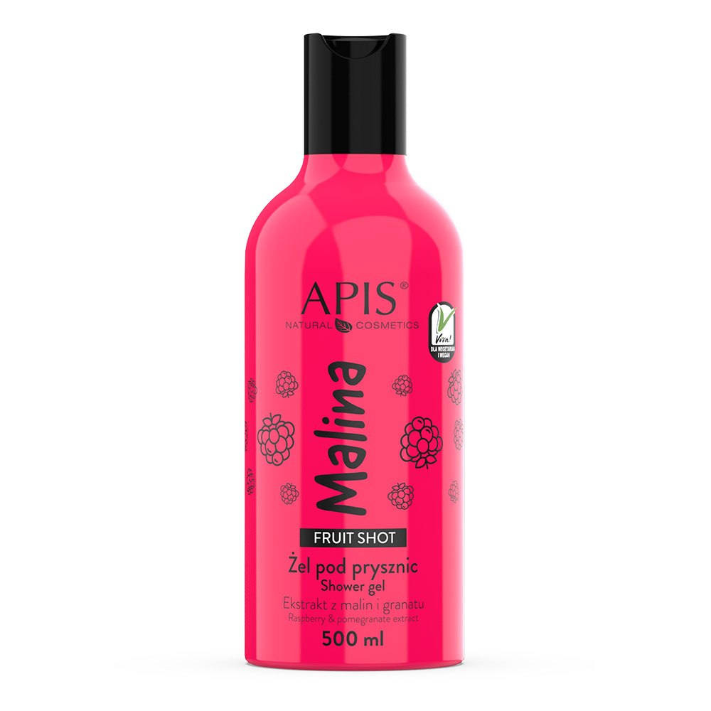 Apis Fruit Shot Raspberry Shower Gel with 100% Vegan Formula 500ml Apis