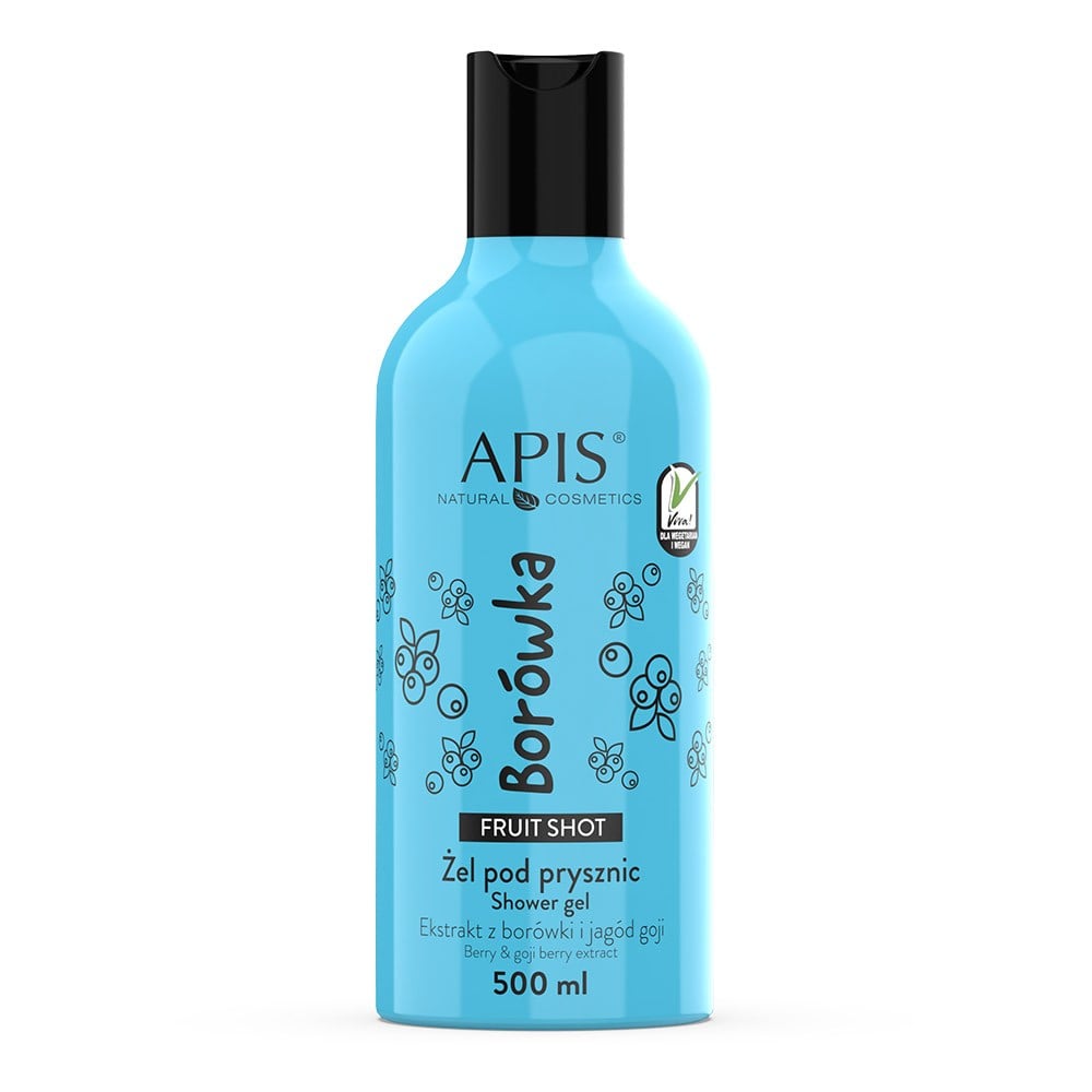 Apis Fruit Shot Berry and Goji Berry Extract Shower Gel with 100% Vegan Formula 500ml Apis
