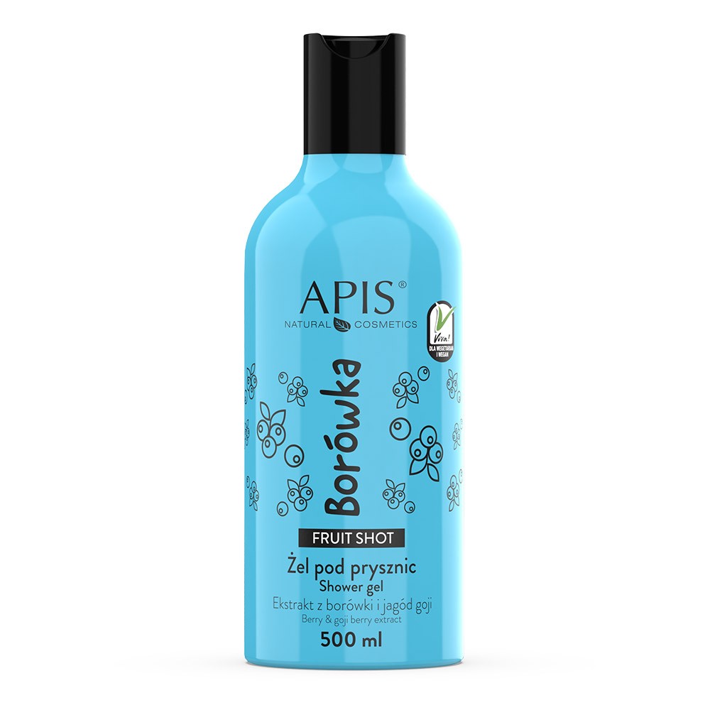 Apis Fruit Shot Berry and Goji Berry Extract Shower Gel with 100% Vegan Formula 500ml Apis