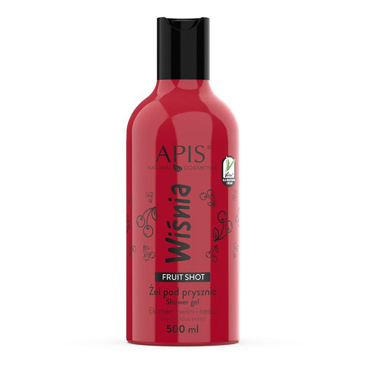 Apis Fruit Shot Cherry and Lotus Extract Shower Gel with 100% Vegan Formula 500ml Apis
