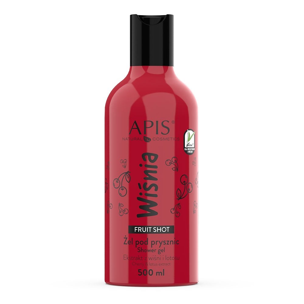 Apis Fruit Shot Cherry and Lotus Extract Shower Gel with 100% Vegan Formula 500ml Apis