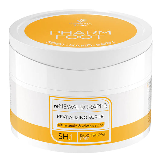 Pharm Foot reNEWAL Scraper - Revitalizing Scrub With Manuka and Volcanic Stone 200g www.design4nails.co.uk