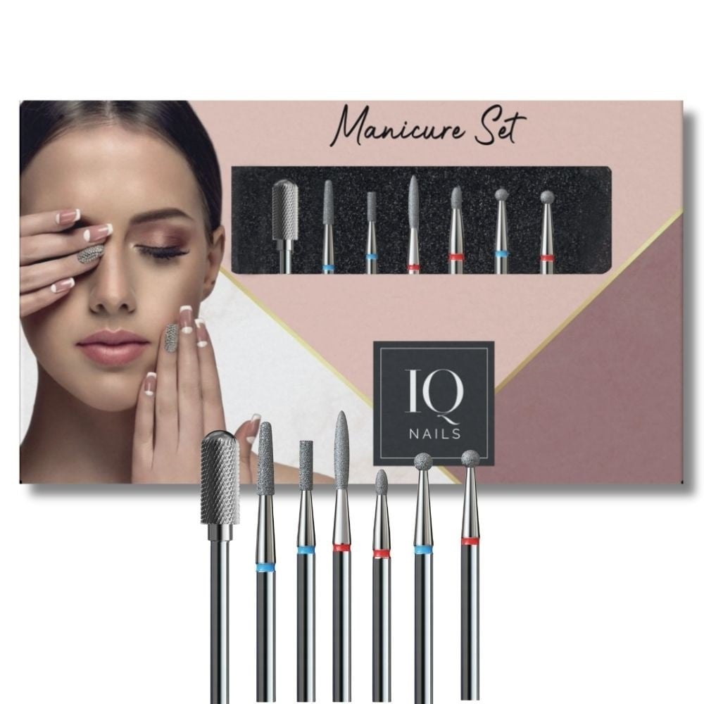 IQ Nails Professional Diamond & Carbide Nail Drill Bits MANI 5 Set 7pcs IQ Nails