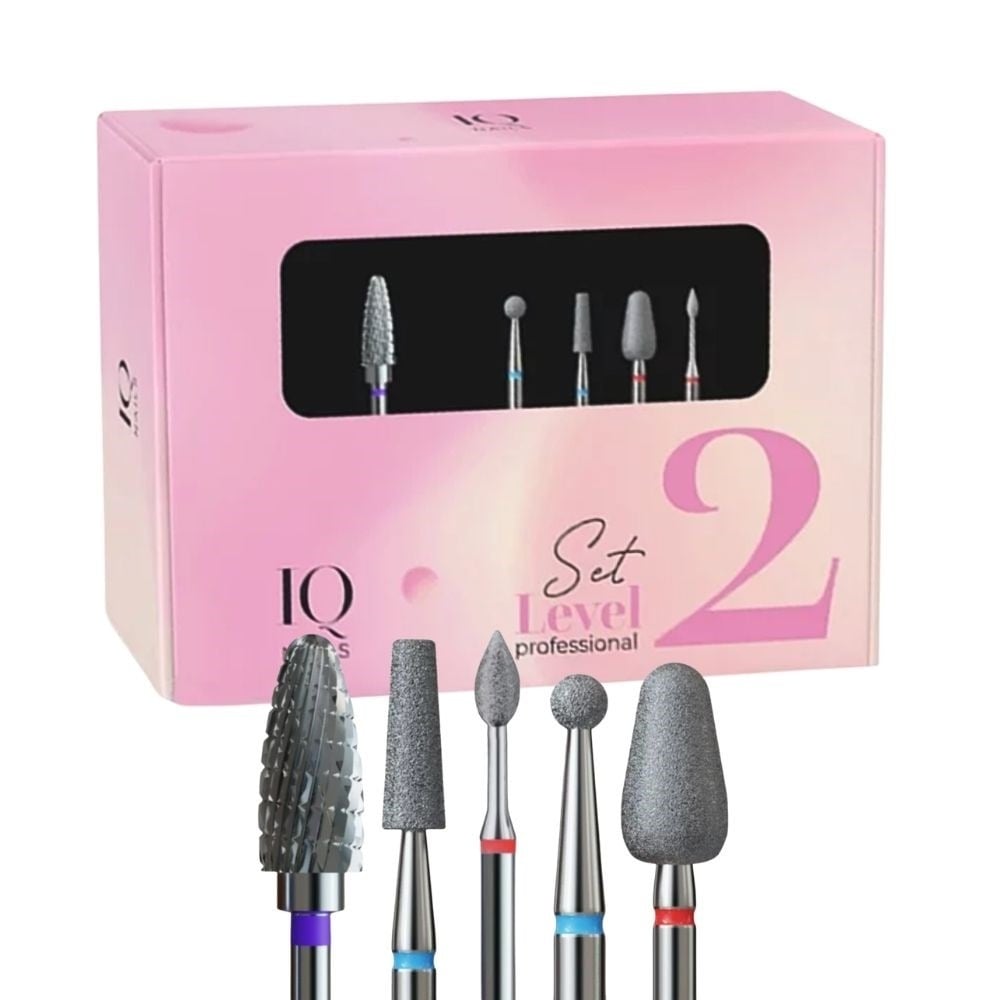 IQ Nails Level 2 Professional Nail Drill Bit Set for Experienced Stylists 5pcs IQ Nails