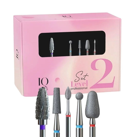 IQ Nails Level 2 Professional Nail Drill Bit Set for Experienced Stylists 5pcs IQ Nails