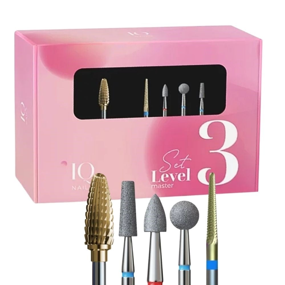 IQ Nails Level 3 Pro Nail Drill Bit Professional Set for Nail Styling Experts 5pcs IQ Nails