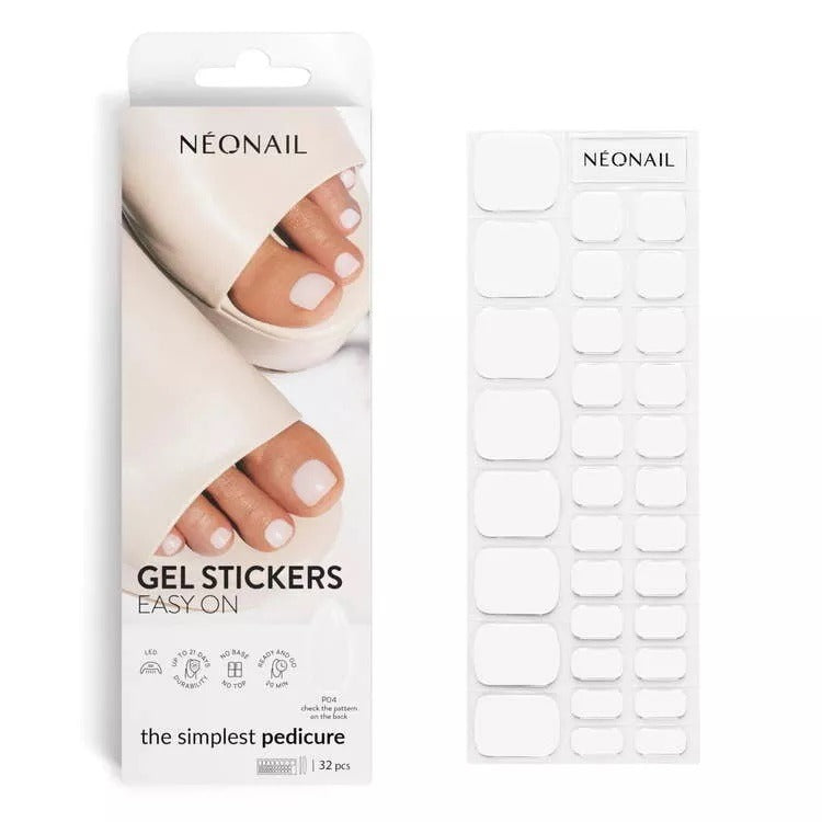 NeoNail UV/LED White Gel Pedicure Sticker Easy On P04  Hybrid Nail Polish – 20pcs Neonail