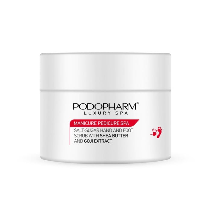 Podopharm Luxury Spa Salt and Sugar Scrub for Hands and Feet with Shea Butter and Goji 300g Podopharm