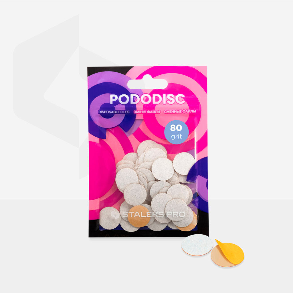 White refill pads for pedicure disc Pododisc Staleks Pro S, 80 grit (50 pc) Staleks