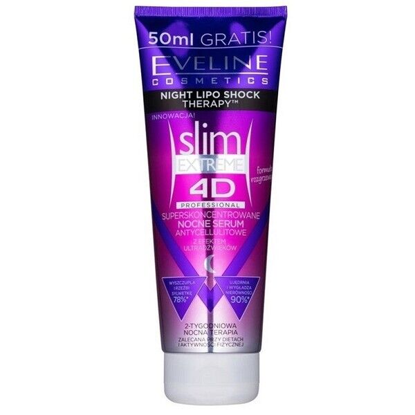 Eveline SLIM 4D EXTREME Super-Concentrated Night Anti-Cellulite Serum 250ml Eveline